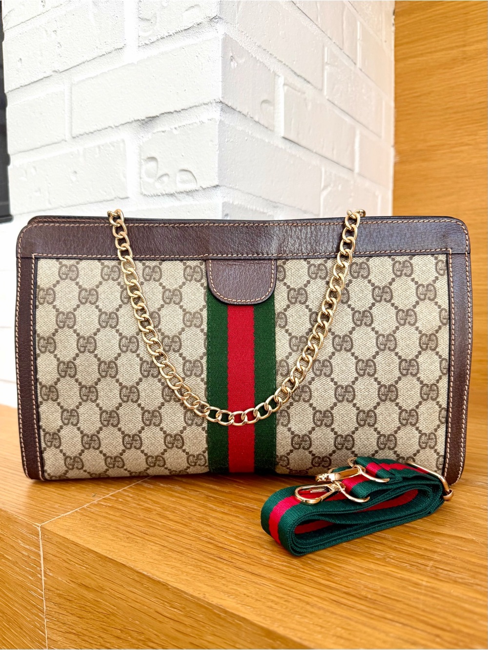 Gucci Authentic Vintage GG Parfums Monogram Clutch / Crossbody Bag